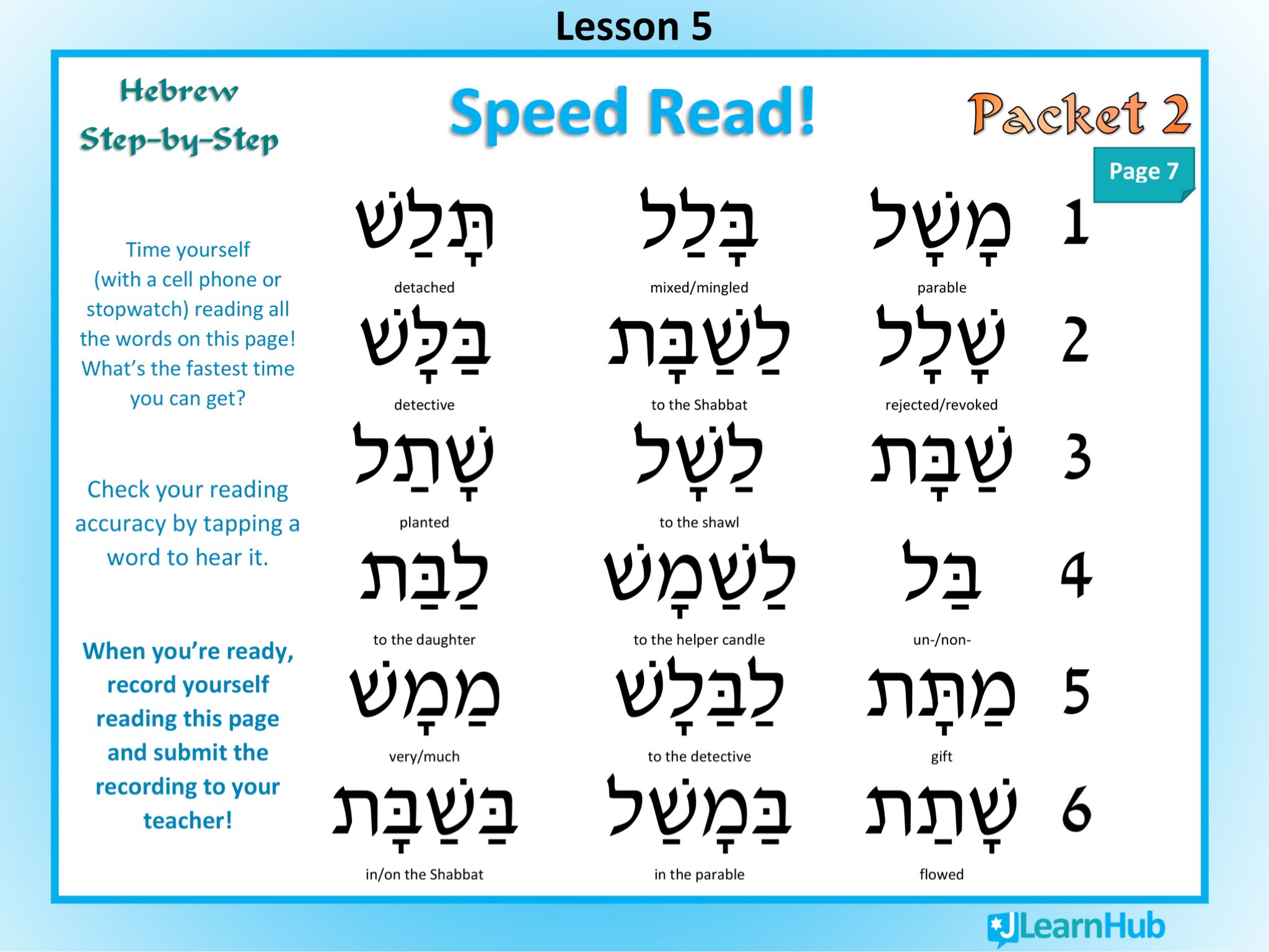 Hsbs Lesson 5 Lamed Speed Read By Rae Antonoff Educational Games For Kids On Ji Tap